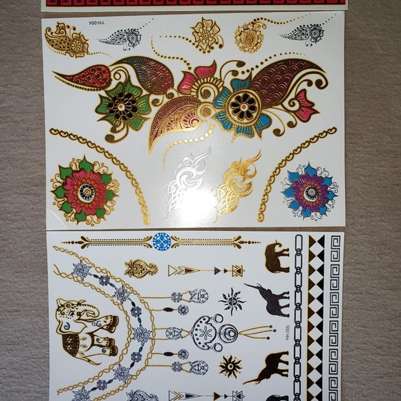 3 sheets Golden Silver Temporary Tattoo - Picture 4 of 15